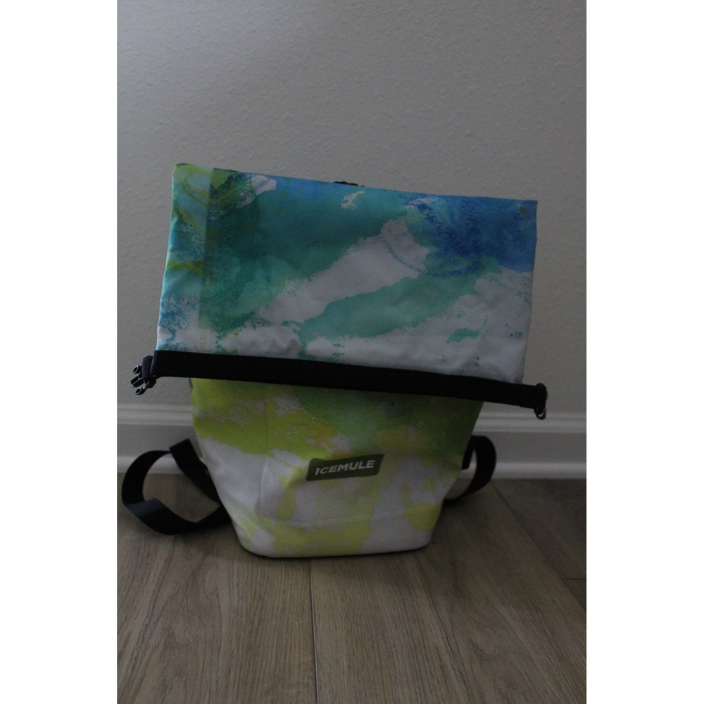 ICEMULE Jaunt Cooler Backpack Watercolor Devoe Blue Green Yellow Insulated 9L